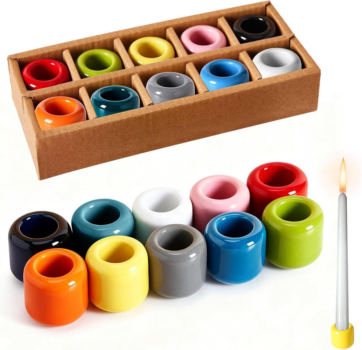 Keramische Kaarsenhouders Set van 10 - Gekleurde Bar Kaarsenhouder - Ideaal voor Tafeldecoratie - ShopVlot