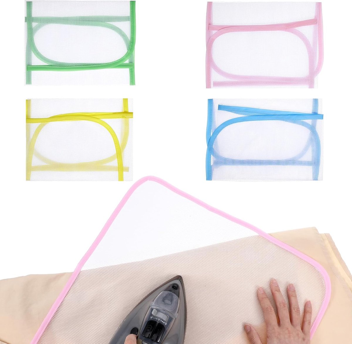 Strijkdoeken set van 4 - polyestervezel - transparant gaasdesign - ShopVlot
