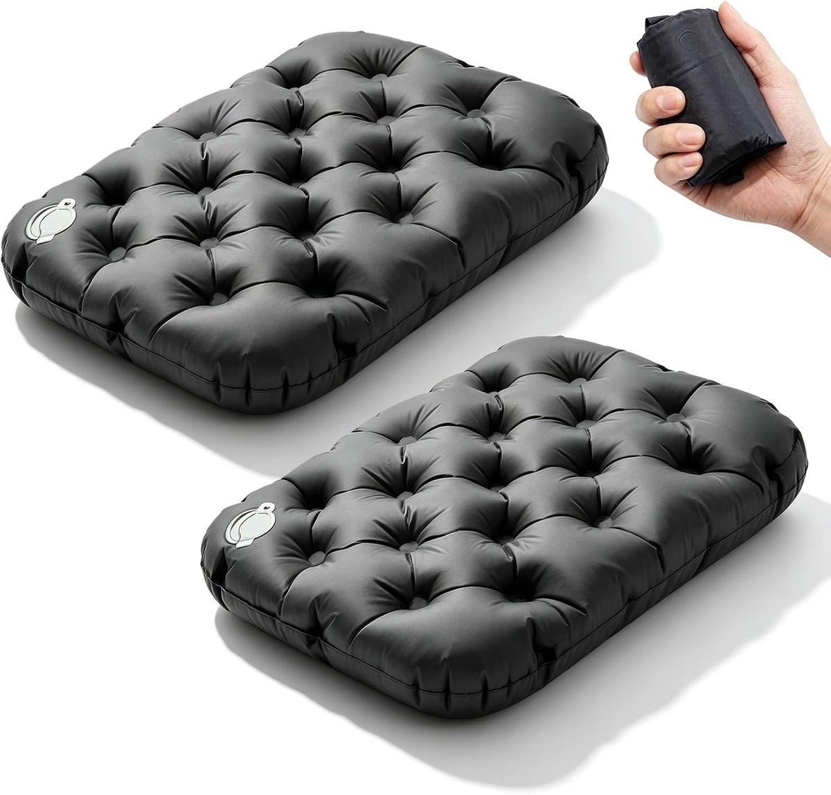 Opblaasbaar Campingzitkussen 42 x 32 cm - Draagbaar en Ultralicht - Met Opbergzak - ShopVlot
