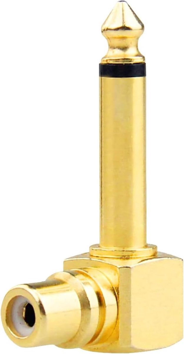 RCA naar 6,35mm audio adapter - 90 graden hoek - goudgeplated koper - perfecte geluidskwaliteit - ShopVlot