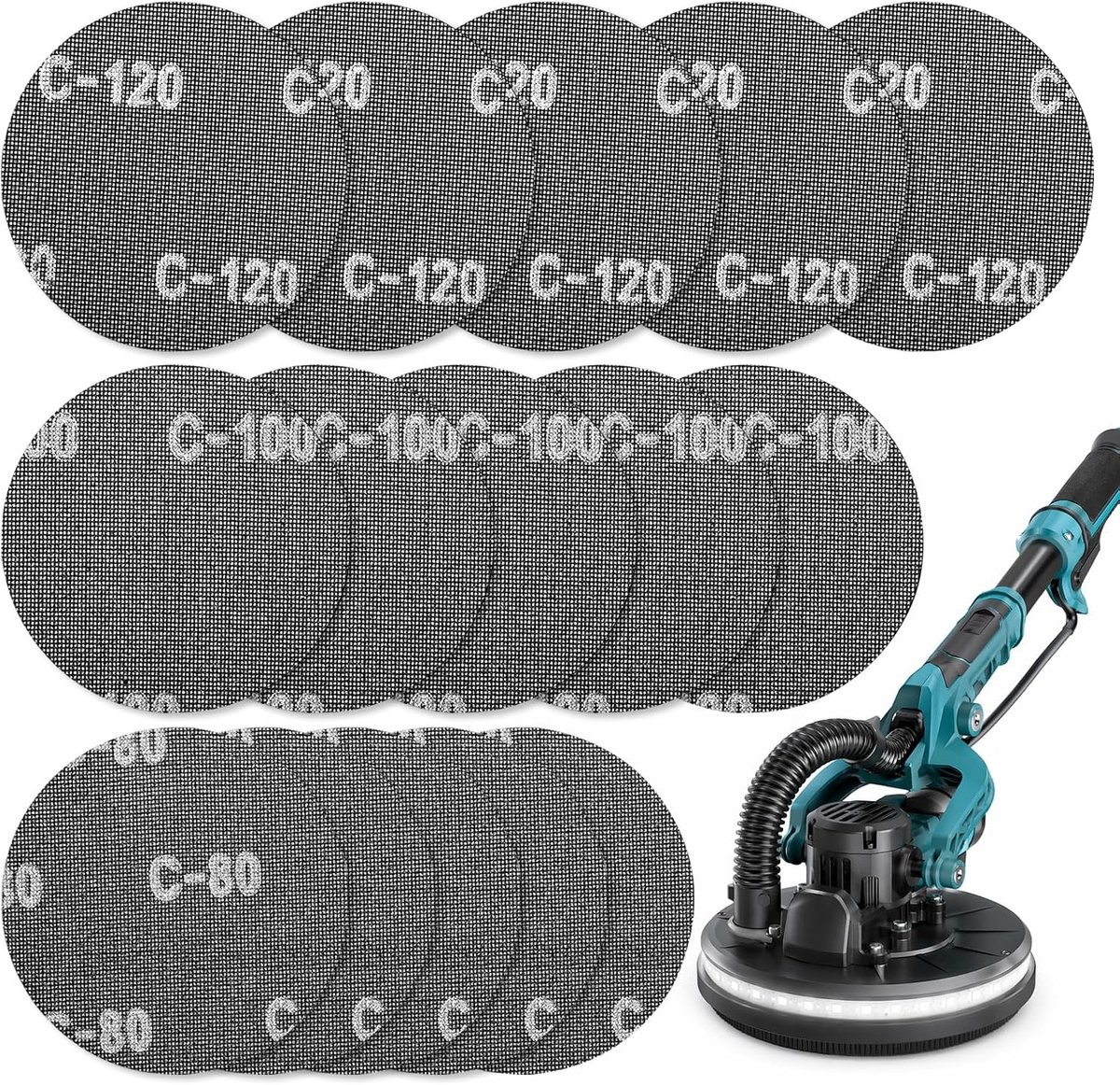 Schuurrooster 225 mm klittenband - 15 stuks K80 K100 K120 slijpschijven - betere stofcontrole - ShopVlot
