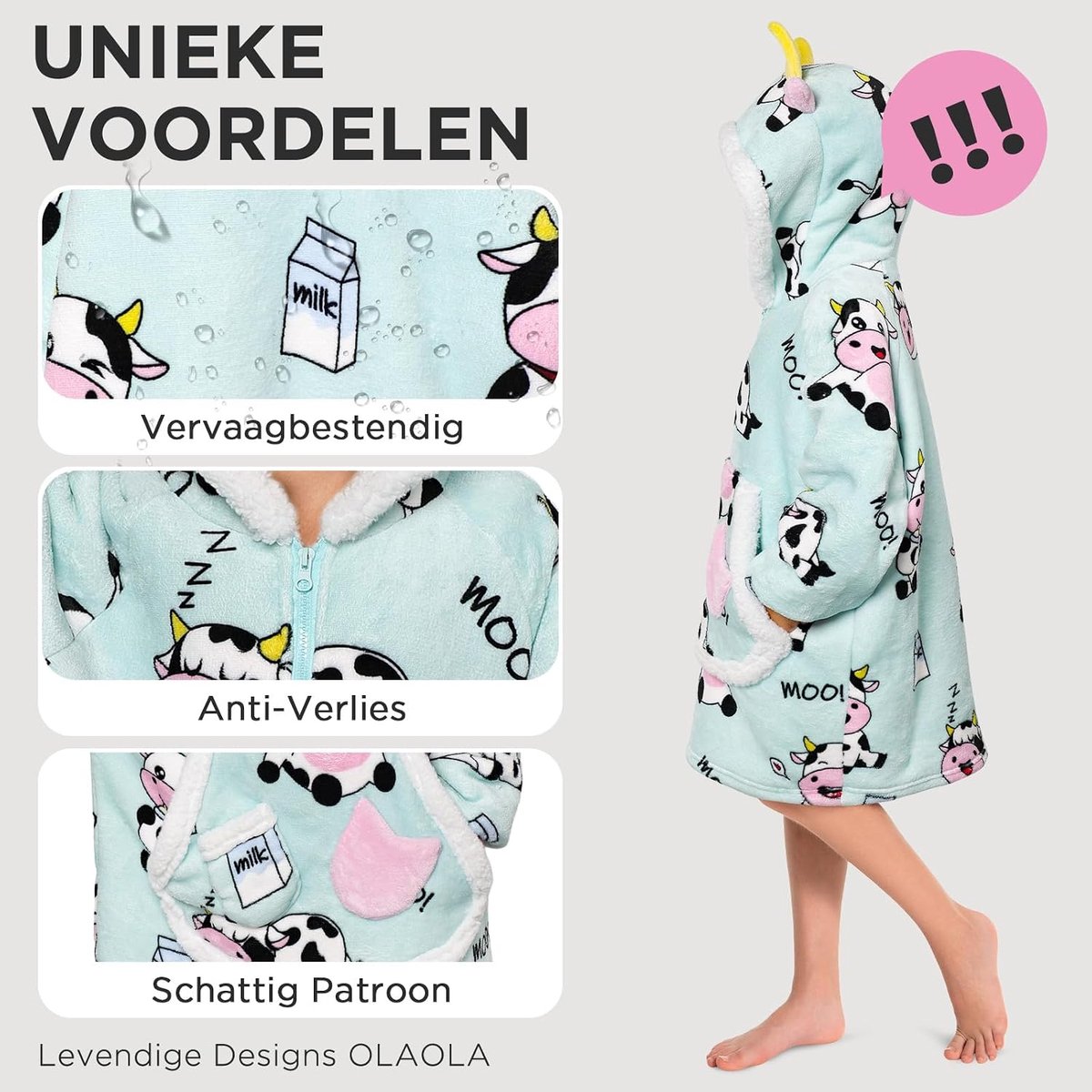 Dekbed met mouwen en capuchon voor kinderen - Sherpa fleece - Oversized met zakken - Warm en gezellig - ShopVlot
