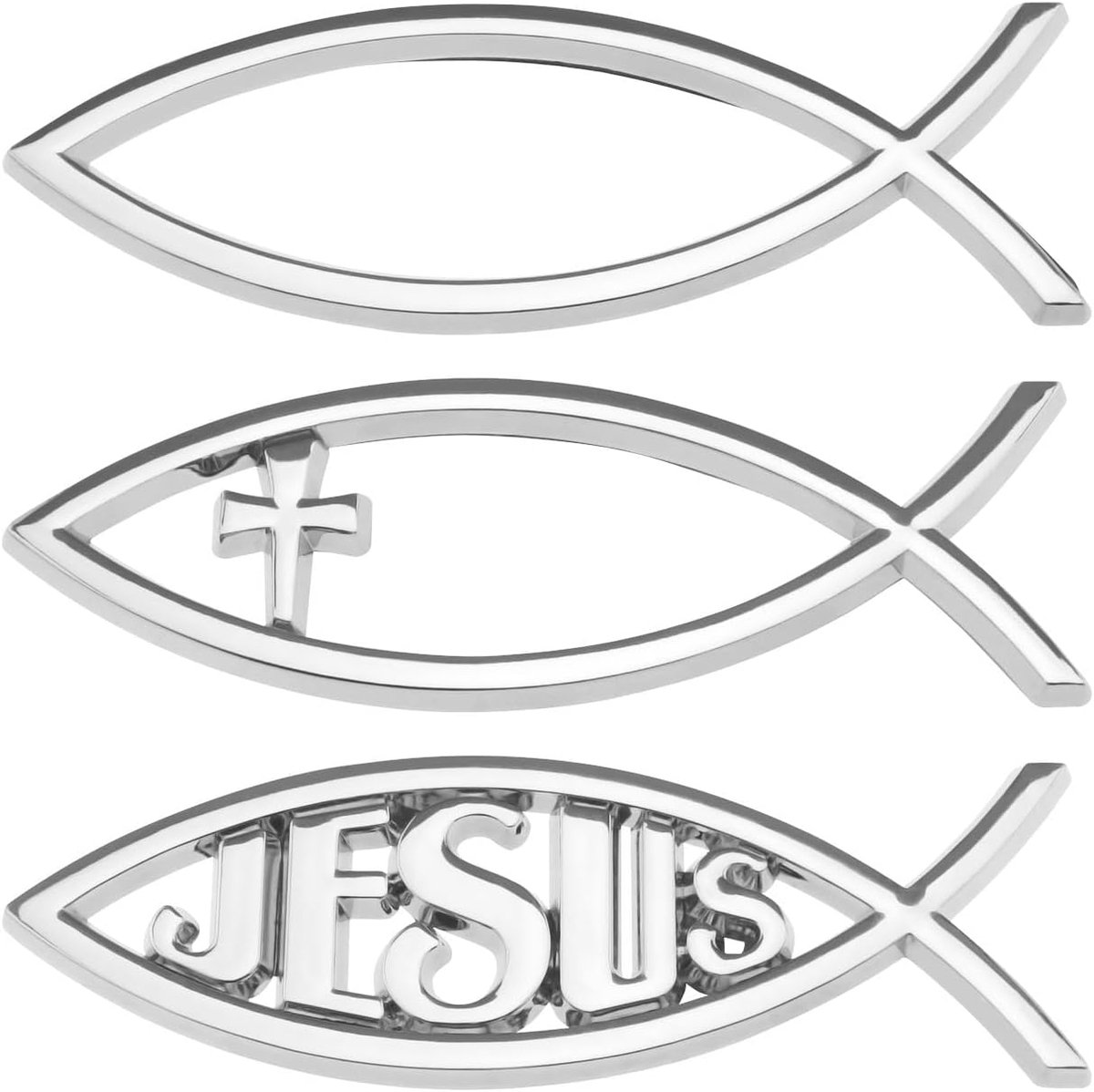3D Auto Jezus Vis Sticker - 3 Stijl - Metaal Acryl - Verfraai je voertuig - ShopVlot