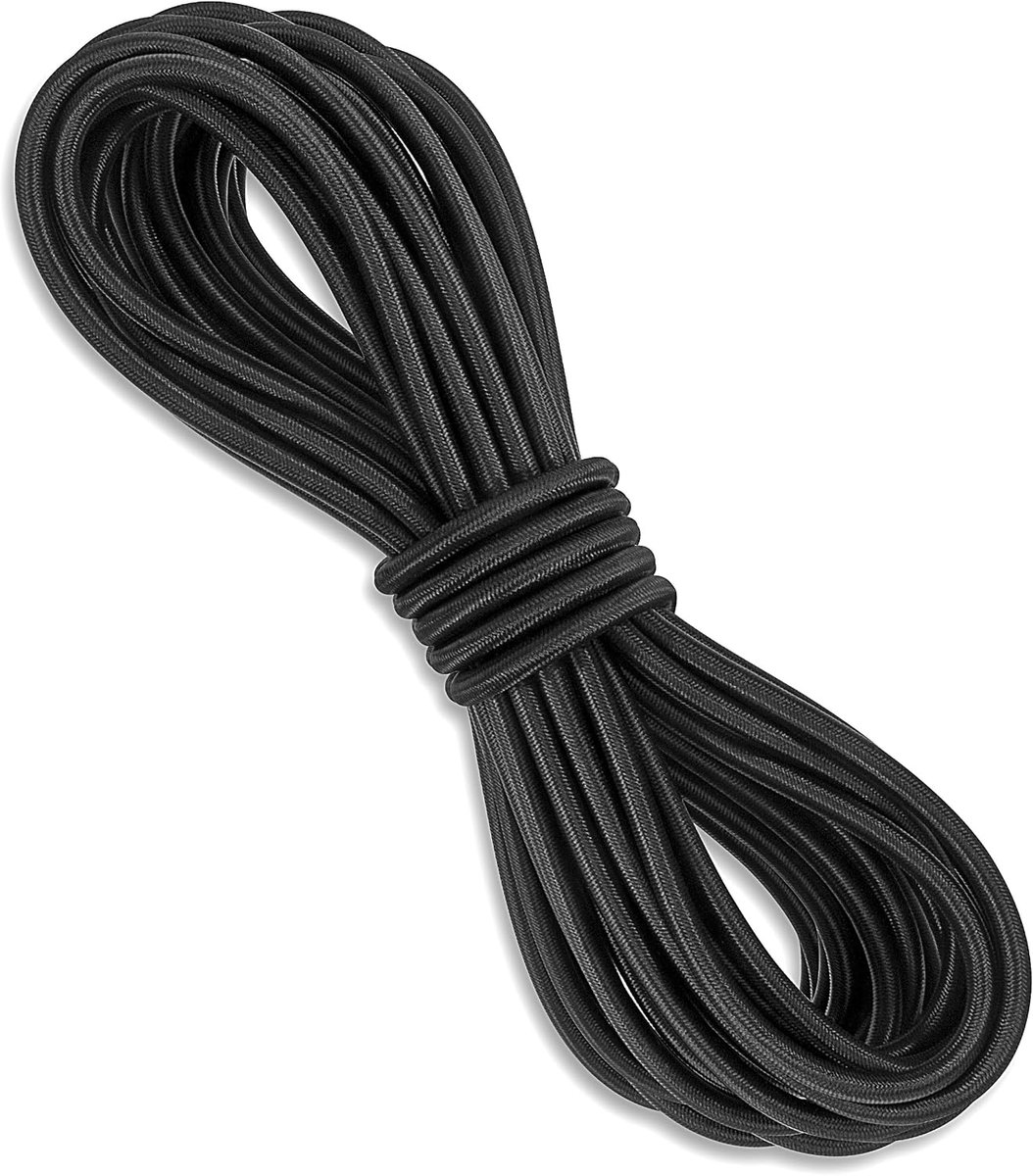 Elastic touw 10m x 5mm - hoog elasticiteit latex - zwart - perfect voor loungestoel en zeilen - ShopVlot