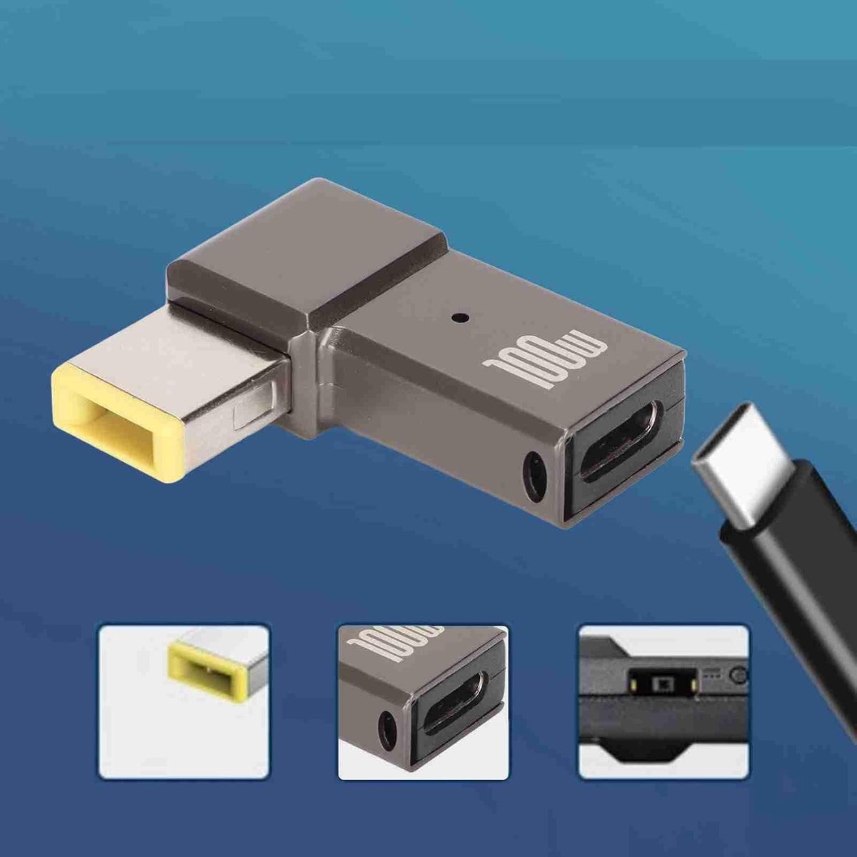 Type C Female naar Slim Tip Adapter - 100W 5A - USB C naar Slim Tip - Ideaal voor laptops - ShopVlot