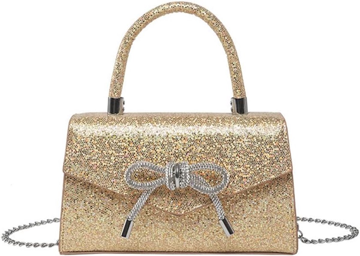 Dames handtas clutch - glinsterend - zilver - elegant voor feesten - ShopVlot
