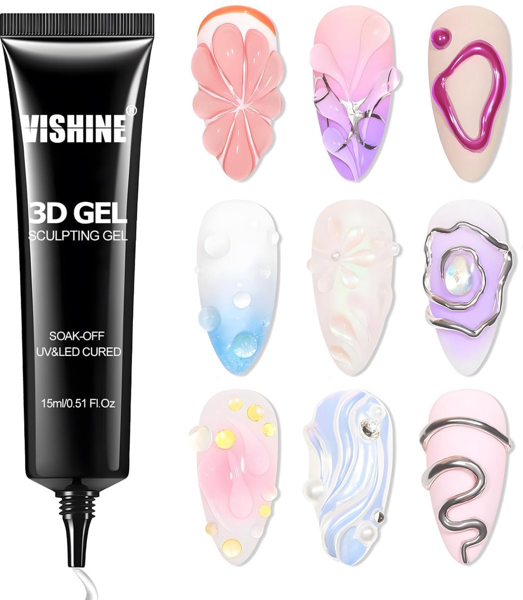 Nail Gel 3D - Transparant 15 g - Multifunctioneel - Ideaal voor nail art en decoraties - ShopVlot