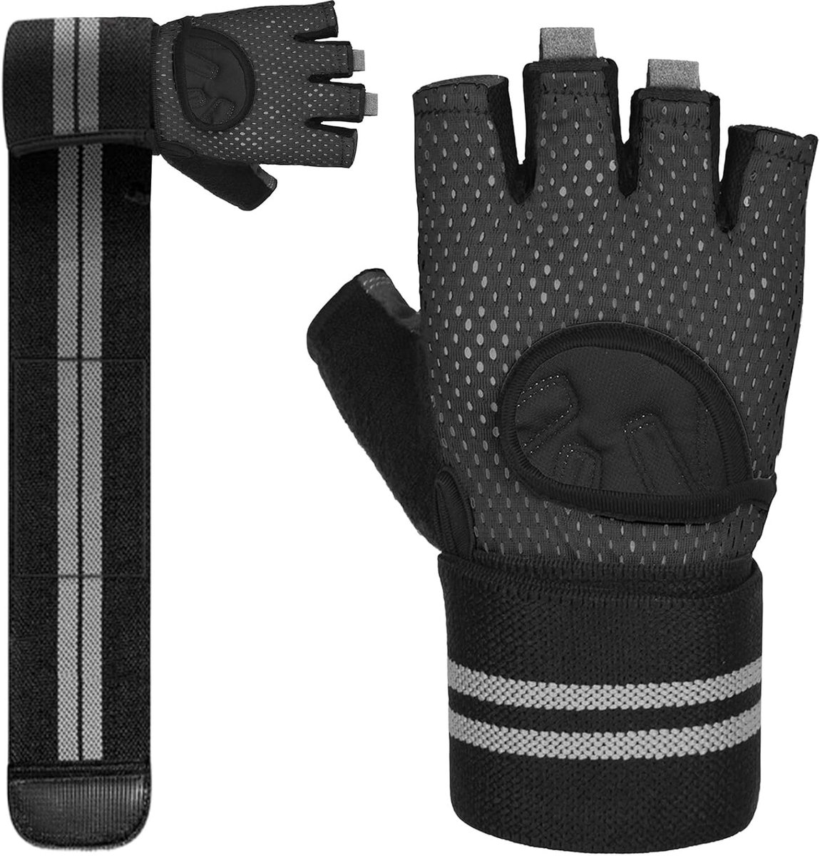 Gewichthefhandschoenen lange steunriem 50 cm - antislip handpalmbescherming - optimale grip tijdens het trainen - ShopVlot