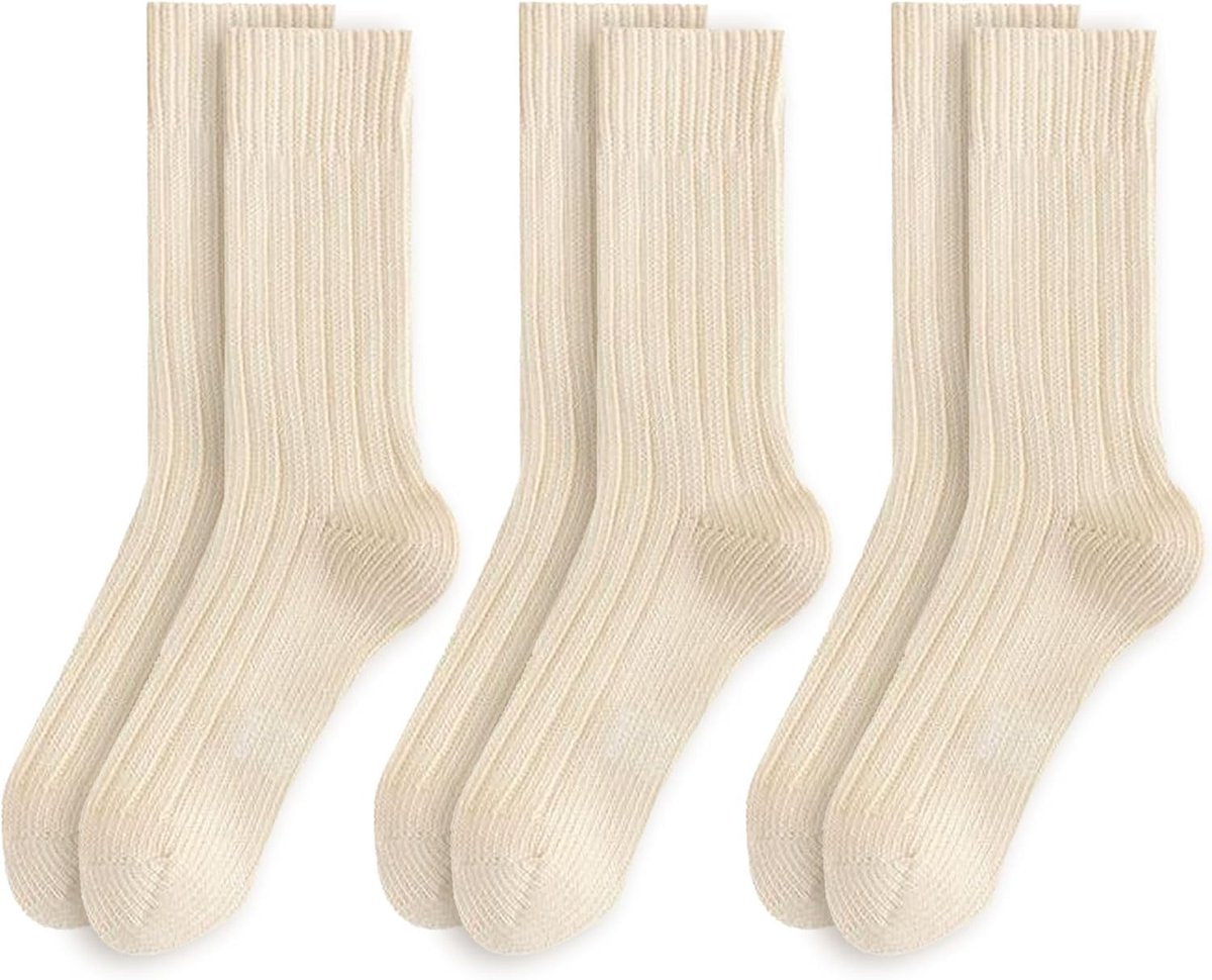 Slouchsokken voor dames beige - katoen - schattig gebreid - ademend en zacht - ShopVlot
