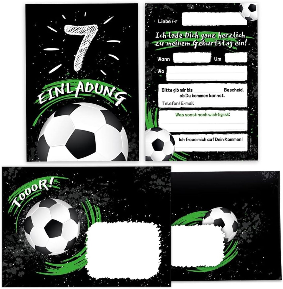 uitnodigingen 12 stuks - voetbal thema - inclusief enveloppen - perfect voor 7e verjaardag - ShopVlot