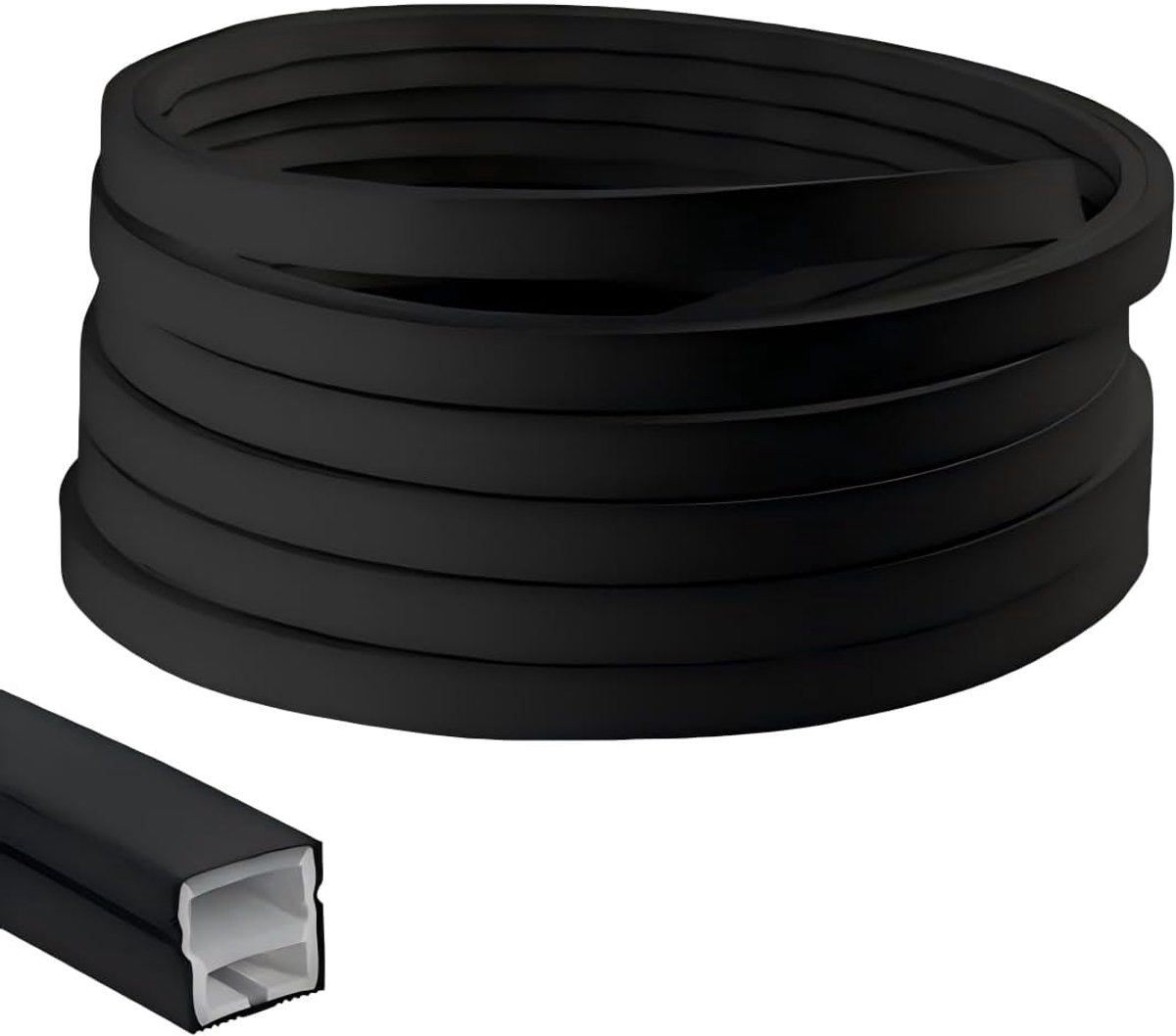 Flexibel silicone LED profiel 3m - 12×12mm - zwart - gelijkmatige verlichting voor akoestische panelen - ShopVlot