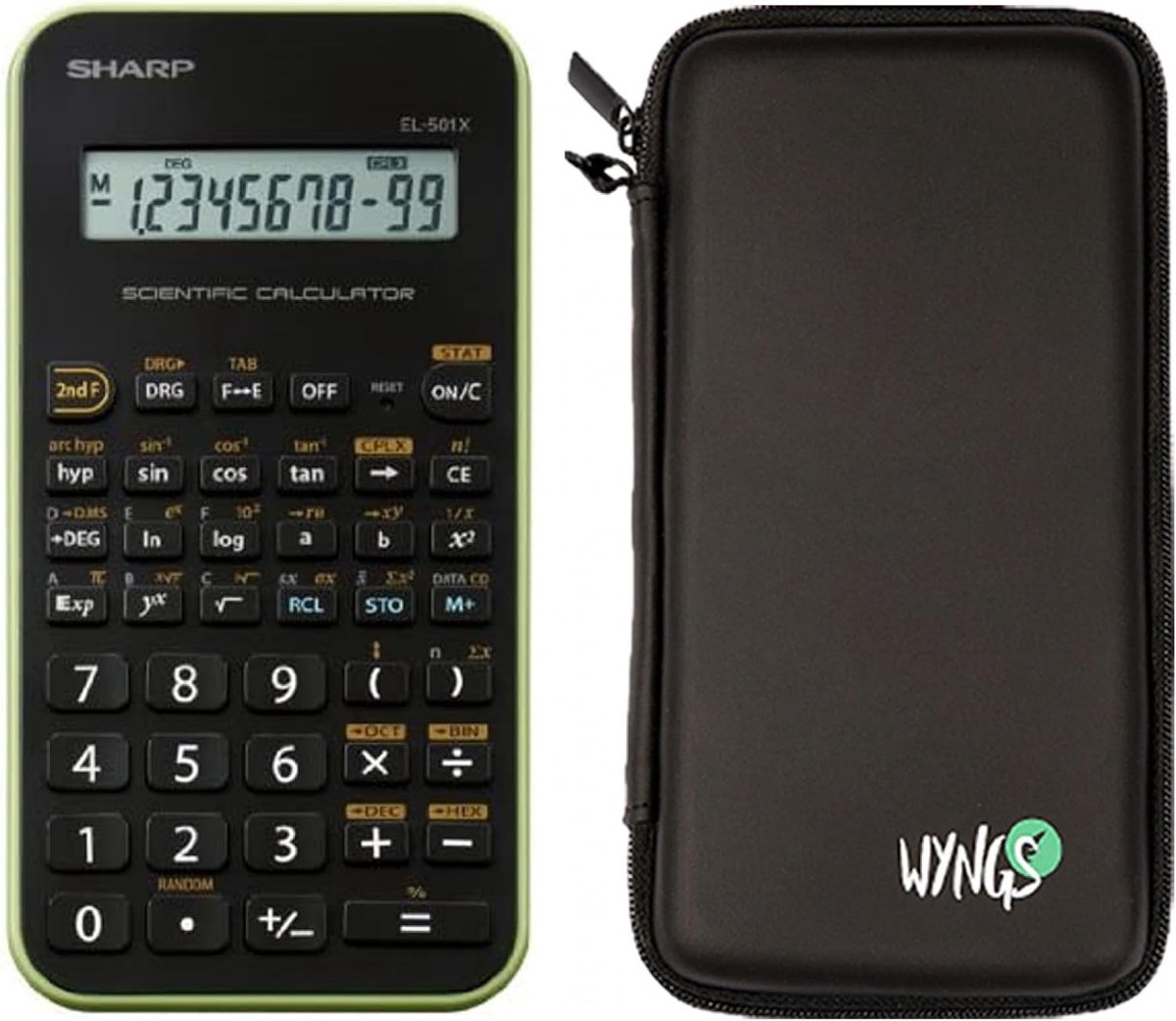 Schoolcalculator Sharp EL 501X - Groene rekenmachine - Inclusief beschermtas - Voor snel en eenvoudig rekenen - ShopVlot