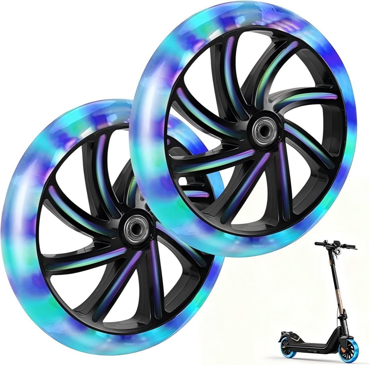 Scooterwielen 200 mm - kleurrijke reservewielen - duurzame PU - eenvoudig te installeren - ShopVlot