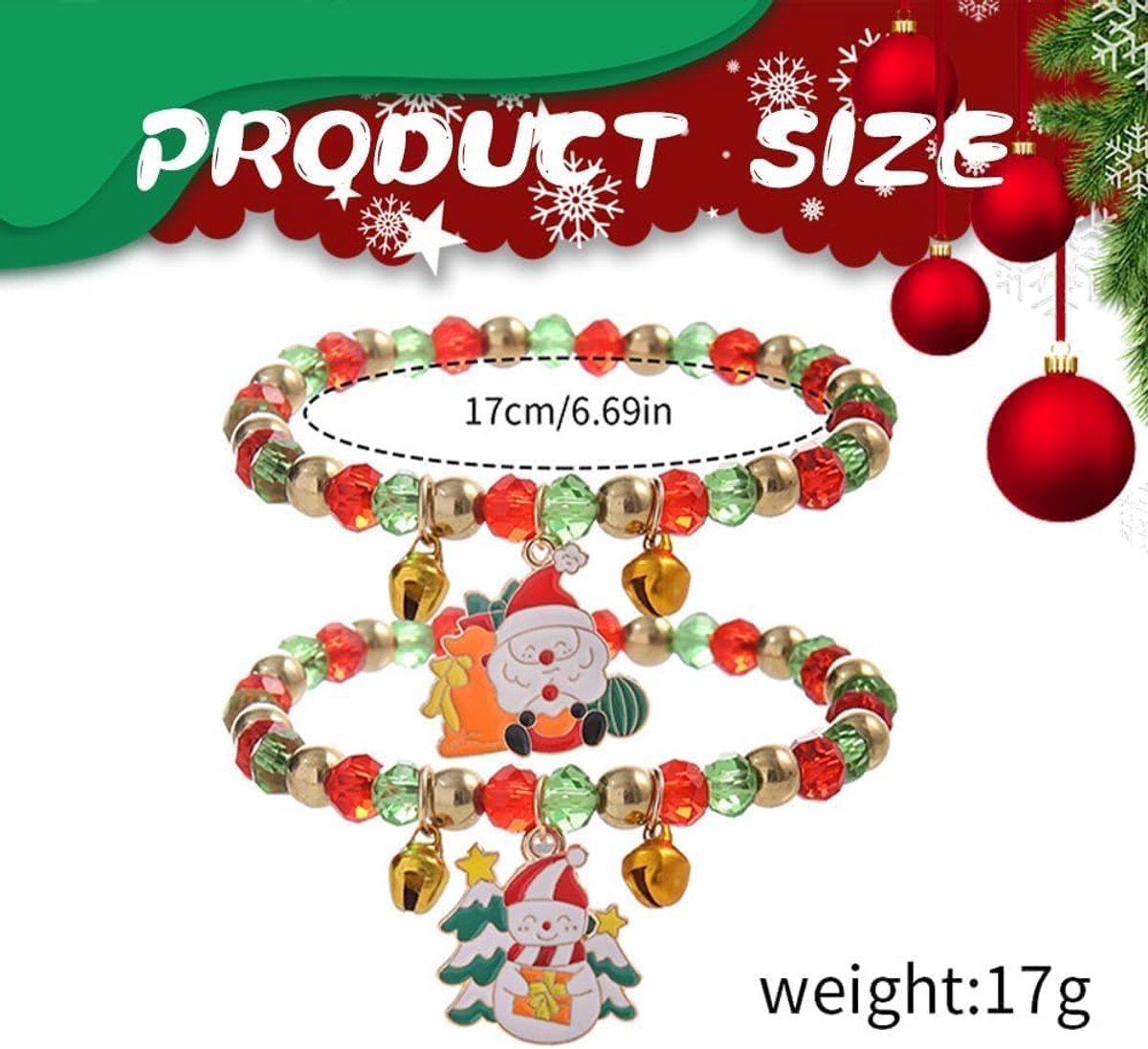 Vrouwenarmbanden met kerstboom en klok - elegante decoraties - perfect voor kerstfeesten - ShopVlot