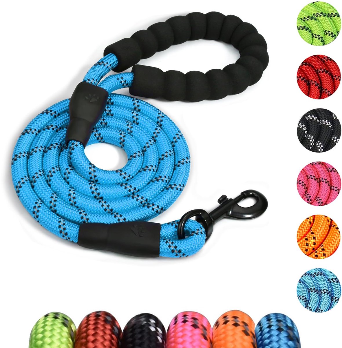 Hondenriem 2m - Reflecterende Nylon - Zacht Gevoerd Handvat - Anti-Trek Slip Riem - ShopVlot