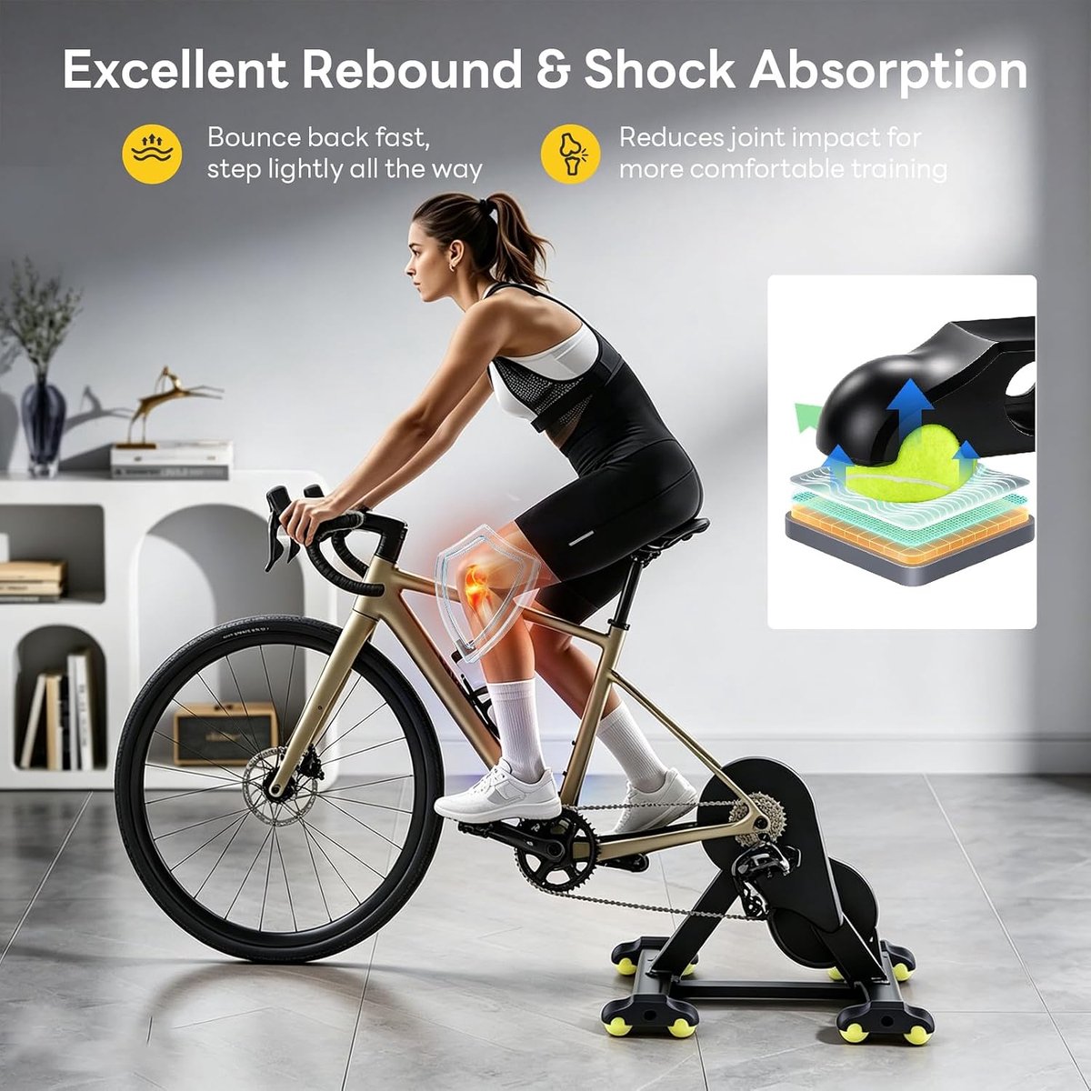 4pcs Rocker Plate Feet, Indoor Cycling Snap Rocker Feet Adapter, Portable Rocker Plates Bike Trainer, Tennis Ball Feet - ShopVlot