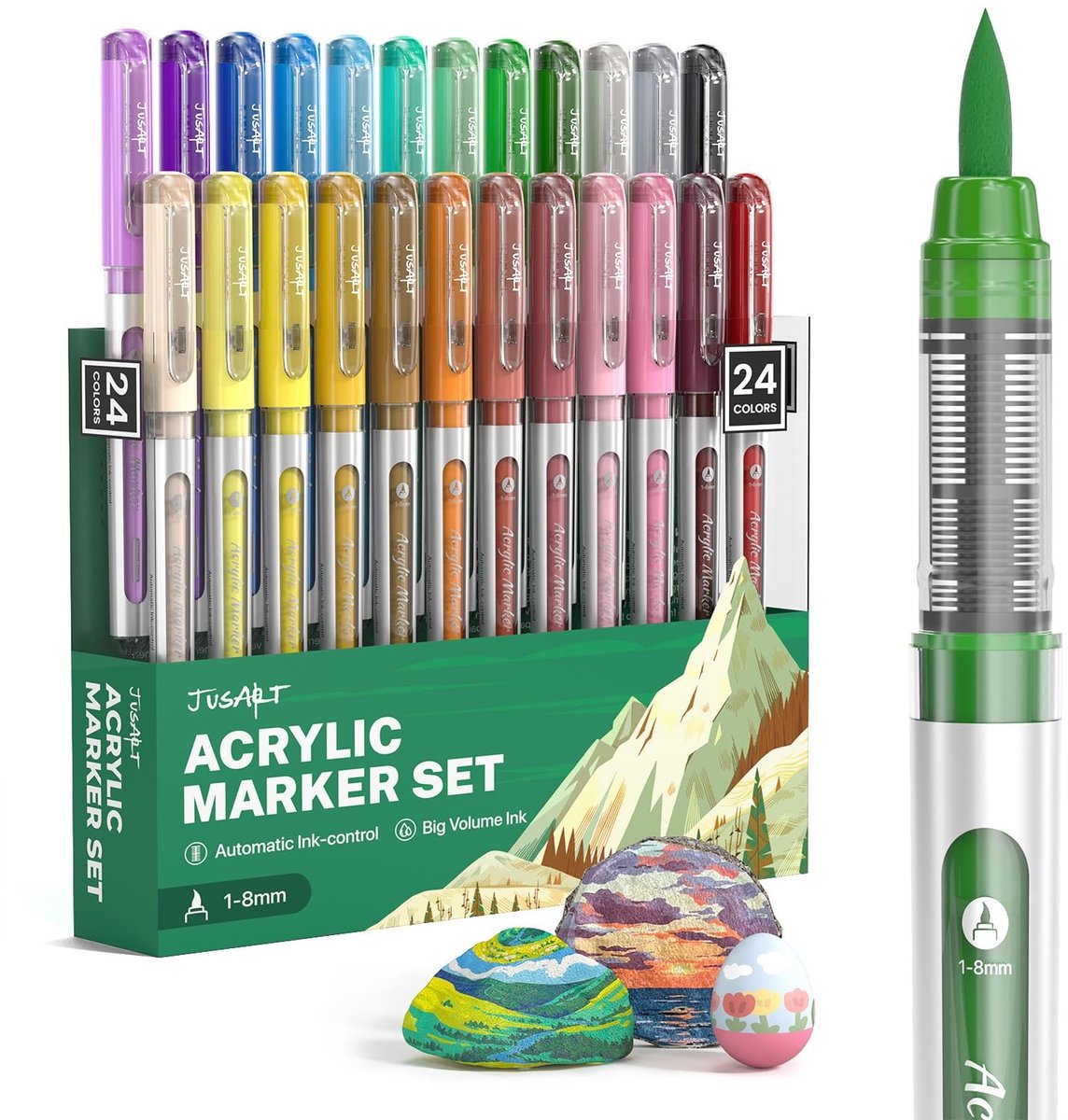 Solidchoice - Set van 24 Acryl Verf Penselen met Borstelpunt