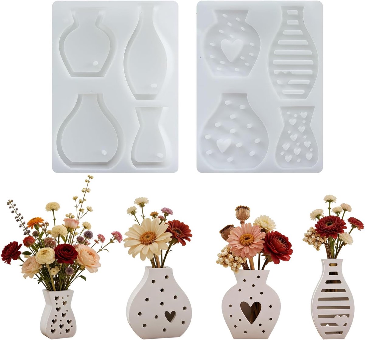 Silicone Casting Molds Vase 4 Pcs Mini Silicone Vase for Epoxy Resin, Gypsum Plaster Moulds, Concrete Moulds Gypsum - ShopVlot