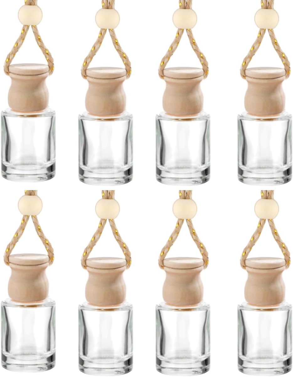 8 Stuks Lege Parfumflessen voor Auto Luchtverfrisser, Navulbaar, Aromatherapie, Geurverspreider, 10ml, Transparant, Decoratie voor Auto