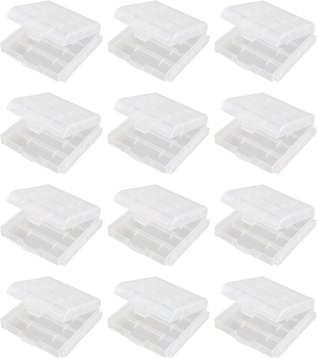 12 Pieces Battery Box for AA or AAA Batteries Storage Box for Protection and Transport Battery Box, Transparent - ShopVlot