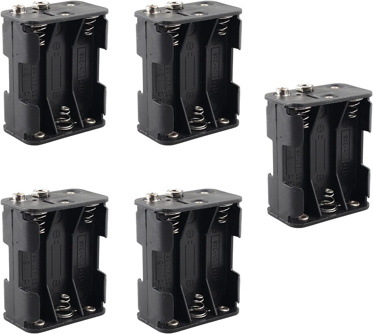 5Pcs 6 x 1.5V AA Battery Holder Case 9V 6 Slots Plastic Battery Storage Box Double Sides - ShopVlot
