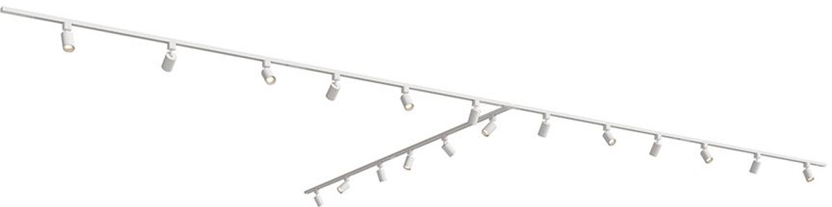 HOFTRONIC railverlichting pakket T-vorm – 6 meter – 18 x GU10 railspots – dimbaar – aluminium wit – IP20 – modulair – 230V – railverlichting woonkamer keuken