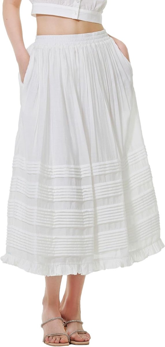 BEAUTELICATE Medieval Skirt Ladies Long Renaissance Victorian Maxi Skirts with Cotton Side Pockets Lining for Beach - ShopVlot