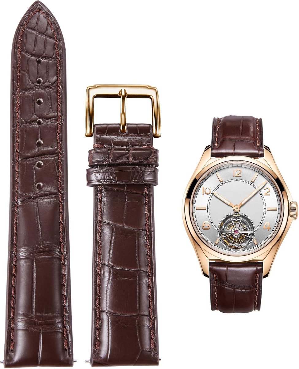 BINLUN Alligator Leather Watchband Crocodile Grain Leather Watch Straps Quick Release Replacement Classic Vintage - ShopVlot