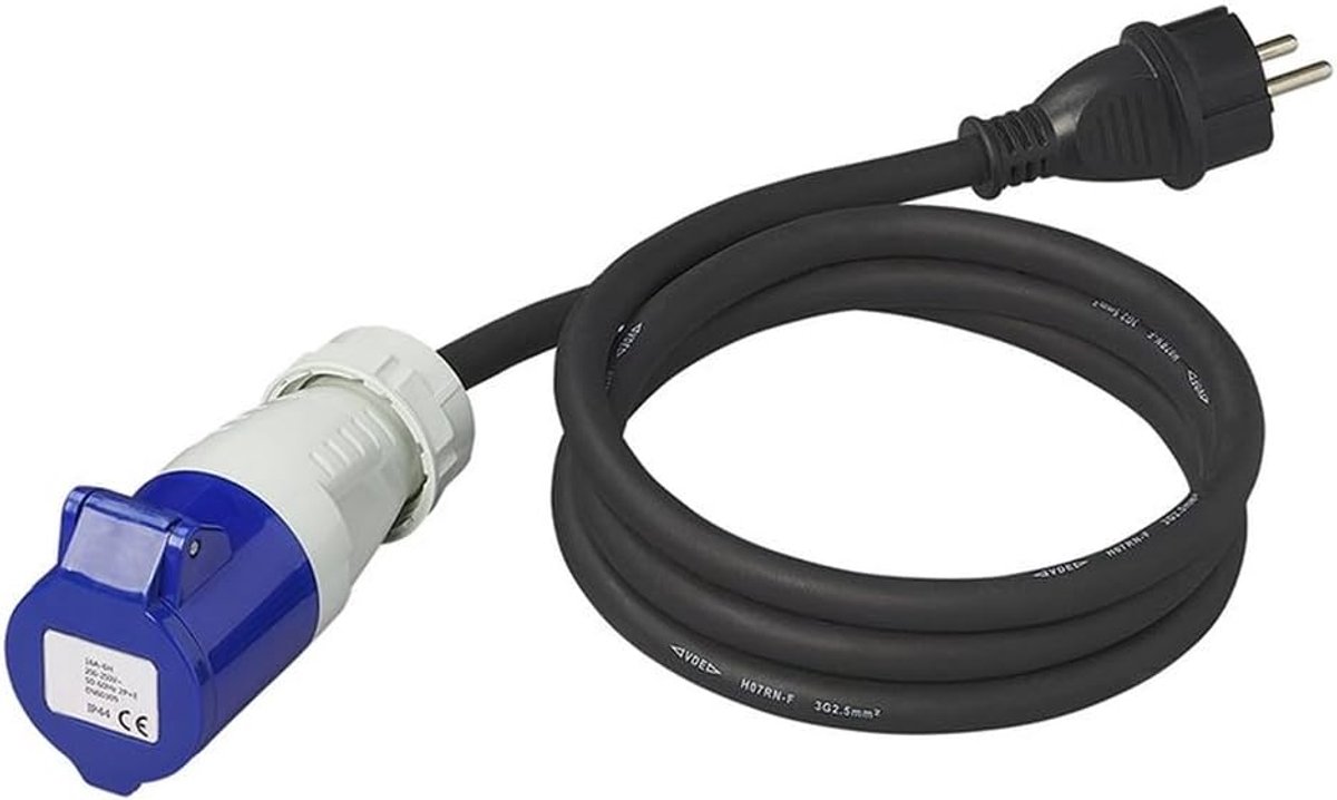 Adapter cable 150 cm 3 x 2.5 mm² from Schuko plug to CEE caravan camper - ShopVlot