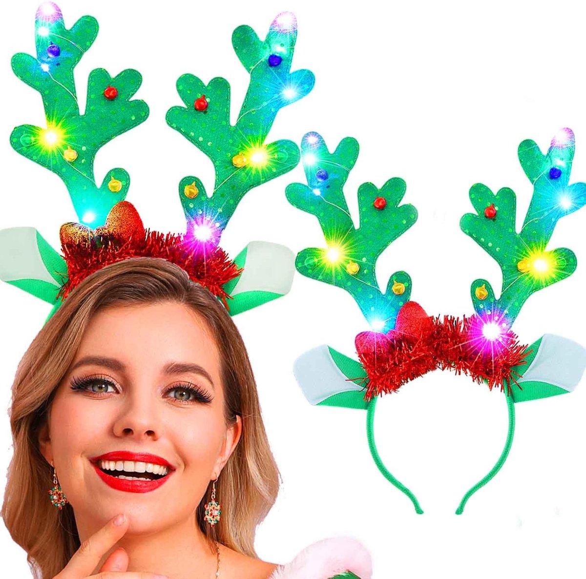 Christmas Reindeer Wooden Luminous Hairband Hair Accessories for Women Girls - ShopVlot