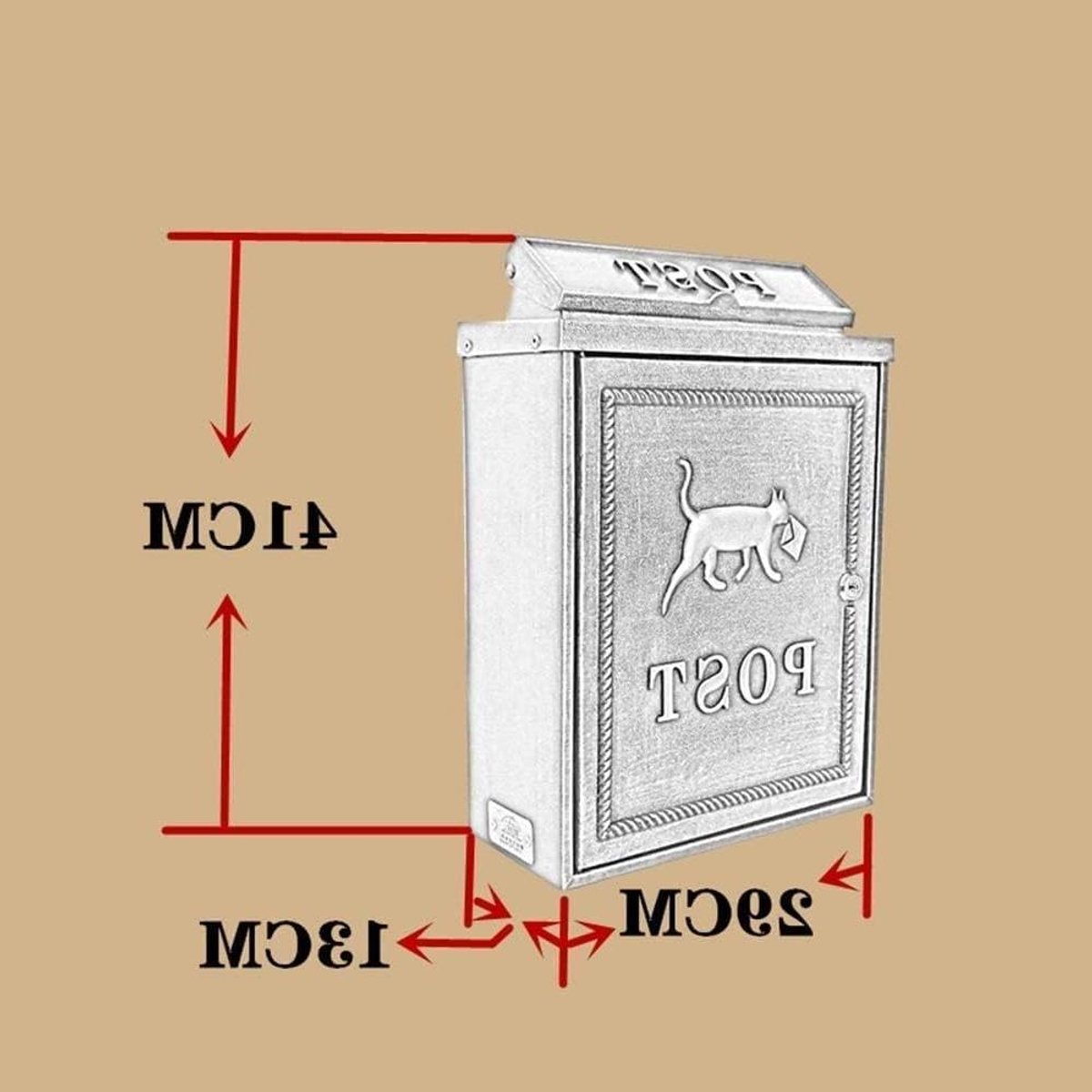 Brievenbus Pakketbox - Postkast Muur - Veilig Post Ontvangen - Afsluitbaar Roestvrij - 29 x 13 x 41 cm - Antiek