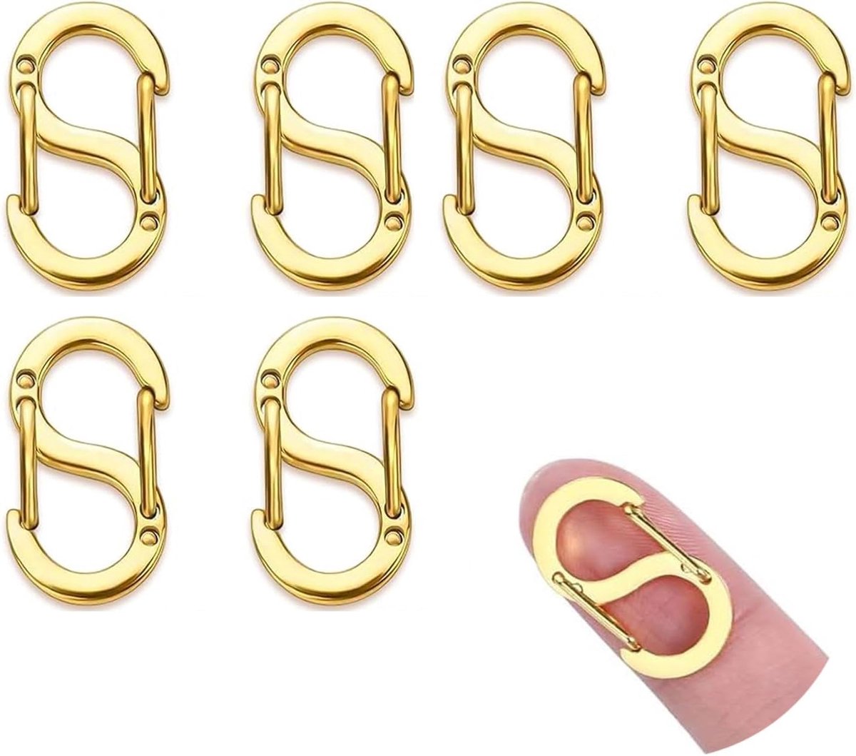 6 stuks roestvrijstalen mini-karabijnhaken, S karabijnhaken, klein als korte armbandsluiting en verbindingsstuk voor - ShopVlot