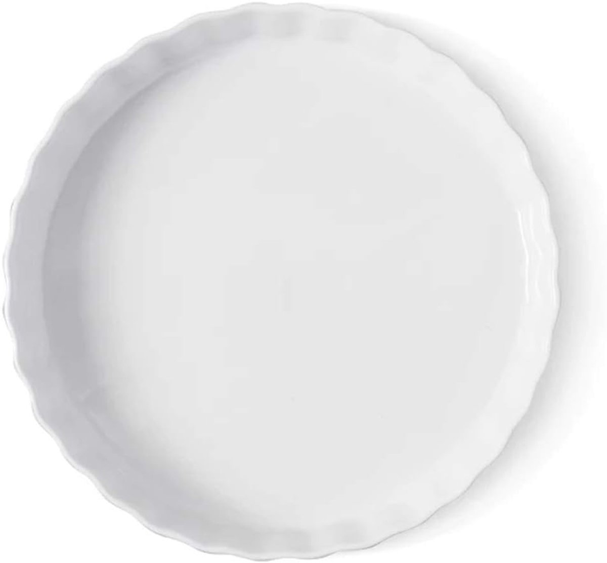 Deep Pie Dish Porcelain Baking Mold Plate and Pizza Pan, Round Ceramic Pie Pan and Fluted Cake Baking Sheet (20cm) - ShopVlot