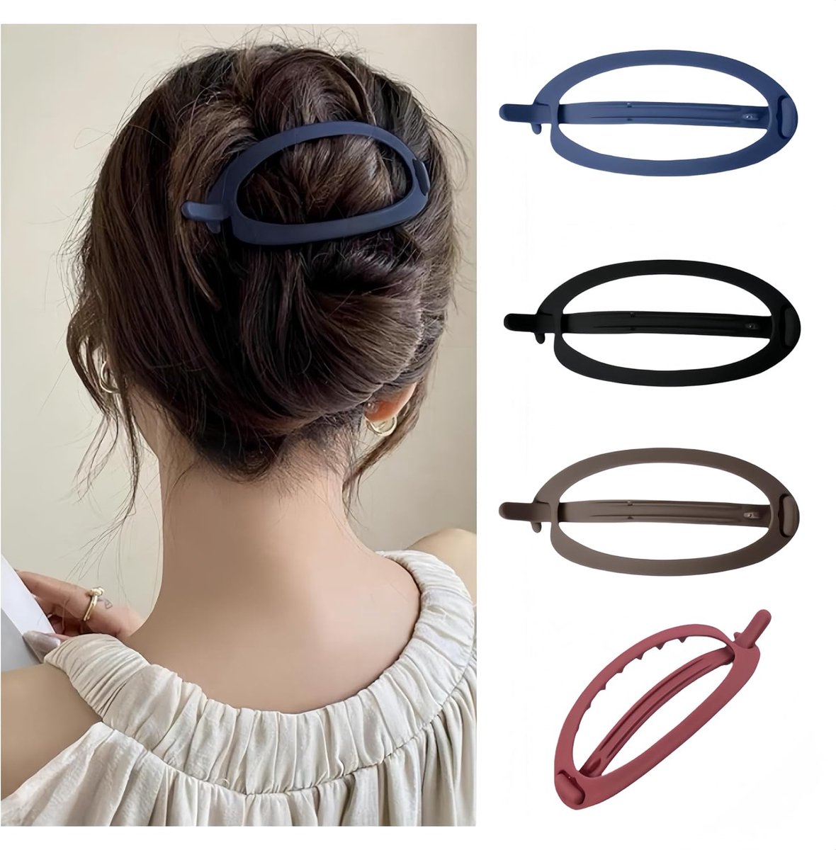 4 pieces automatic hair pins for women, suitable for women with fine, medium and thick hair, 12 x 5 cm - ShopVlot