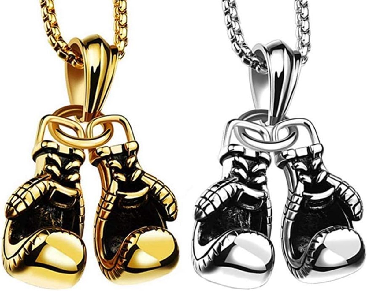 Boxing Glove, Pendant, Boxing Glove, Stainless Steel Necklace with Chain (Gold, Silver), Stainless Steel, Stainless - ShopVlot