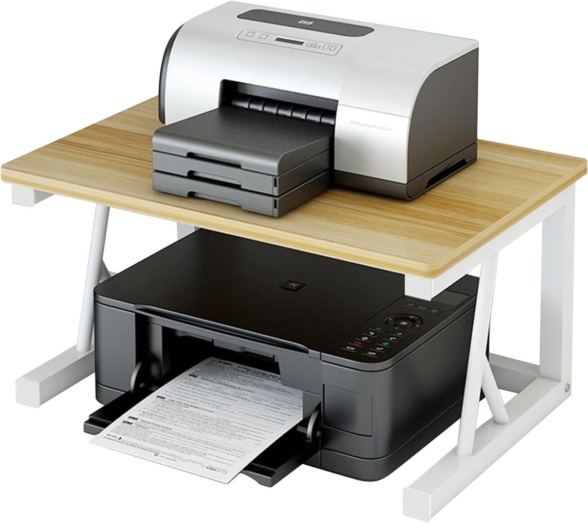 Desktop Printer Stand Holder, 2 Tier Multifunction Desk Organizer Storage - ShopVlot