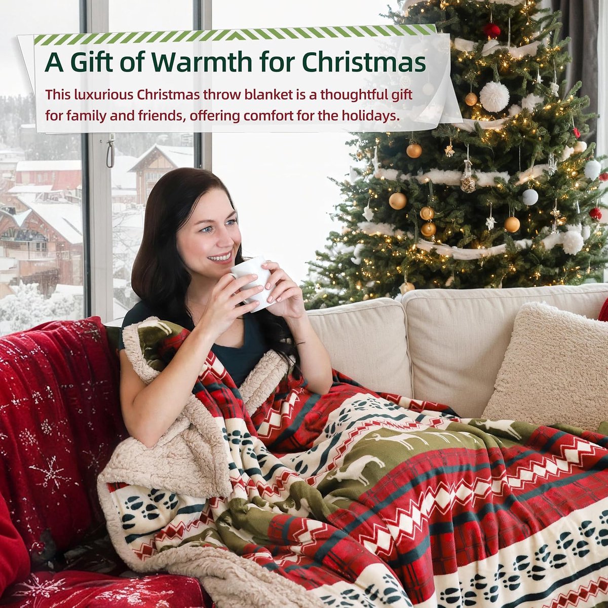 Catalonia Classy Sherpa Blanket Christmas Throw Super Soft Fluffy Sherpa Throw TV Blanket Decorative Blanket for Bed - ShopVlot