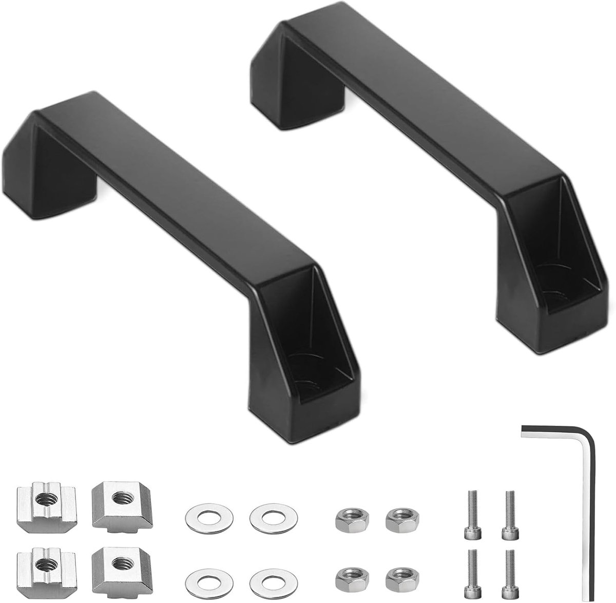 Bracket Handle, 2 Pieces Sliding Door Handle, D-Shape Pull Handle, Drill Hole Spacing: 120 mm, with T Nut, Screws - ShopVlot