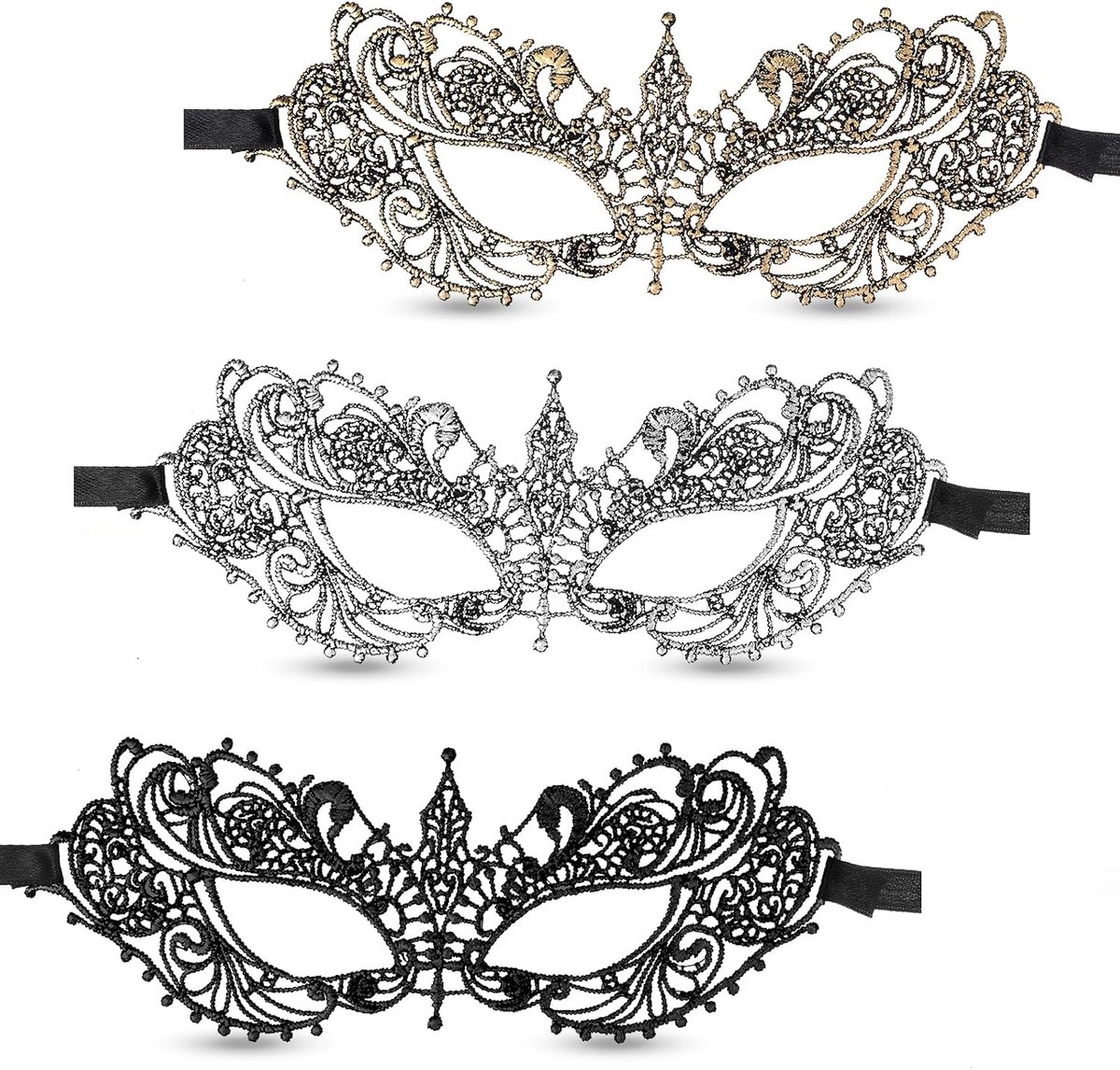 oruola Pack of 3 Venetian Mask for Women Masquerade Mask Masquerade Mask Ball Carnival Lace Mask Ball Costume - ShopVlot