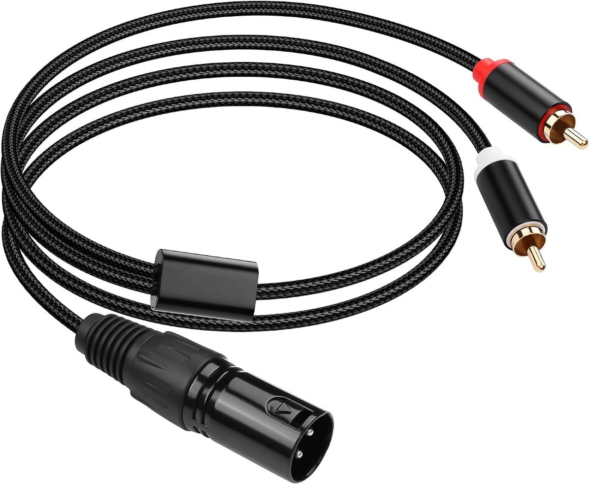 XLR to 2 RCA Y Splitter Cable, Unbalanced Dual RCA to XLR Male Y Splitter Patch Microphone Cable for Amplifier Mixer - ShopVlot