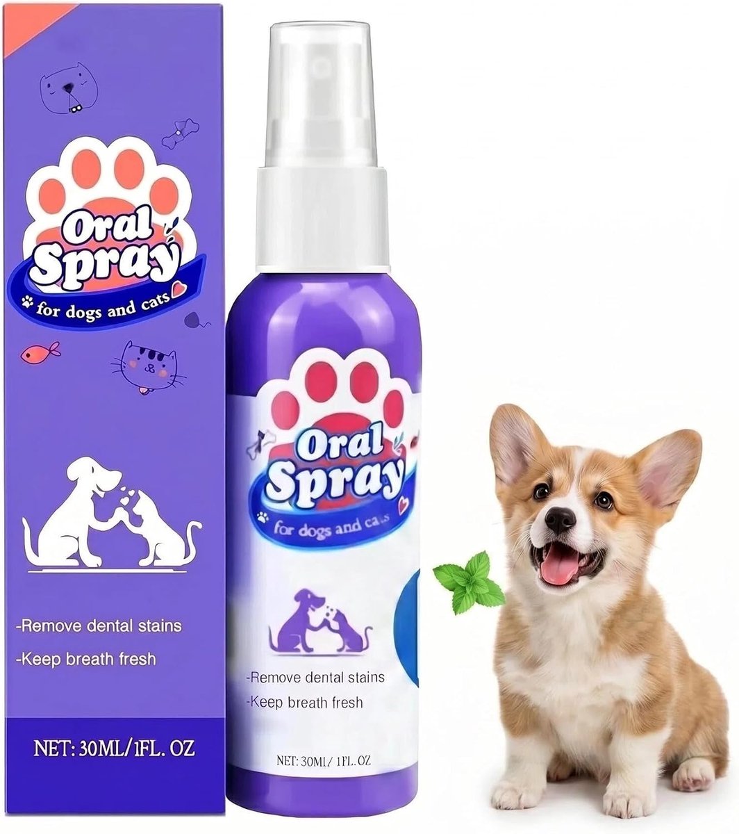 Tandverzorgingsspray voor honden, natuurlijk, chemicaliënvrije tandverzorgingsspray voor katten, helpt bij het - ShopVlot