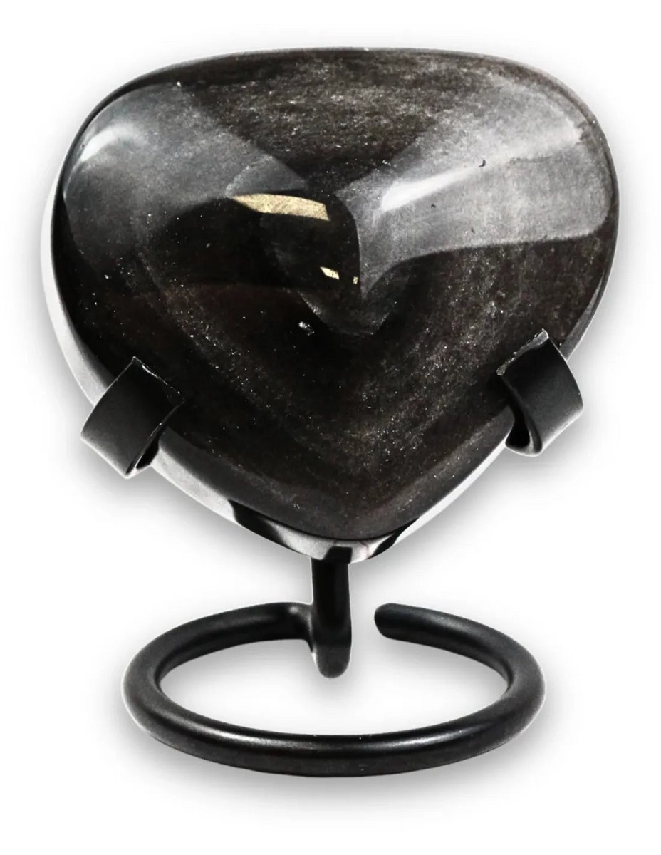 Obsidiaan zilver hart op voet nr.01