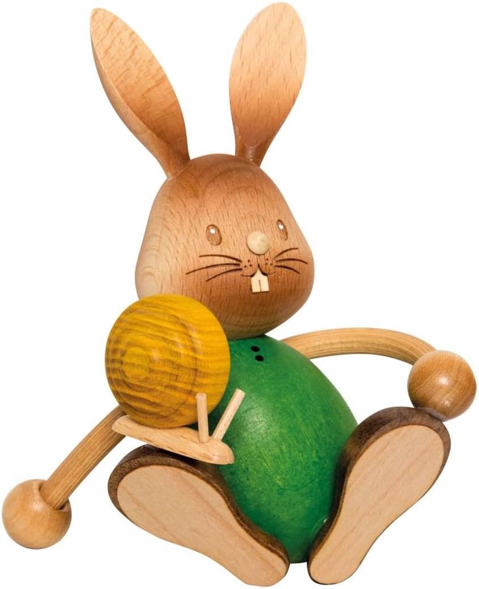 Drechslerei Kuhnert Stupsi Easter Bunny with Snail, 11 cm, Made of the Finest Wood, for an Enchanting Easter Party or - ShopVlot