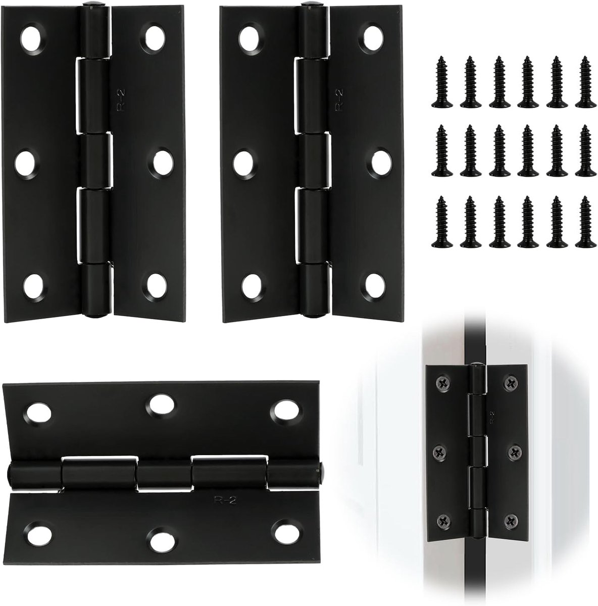 Premium 75 mm matzwarte kogellagerscharnieren - zware stalen deurscharnieren voor interne houten deuren, soepele en - ShopVlot