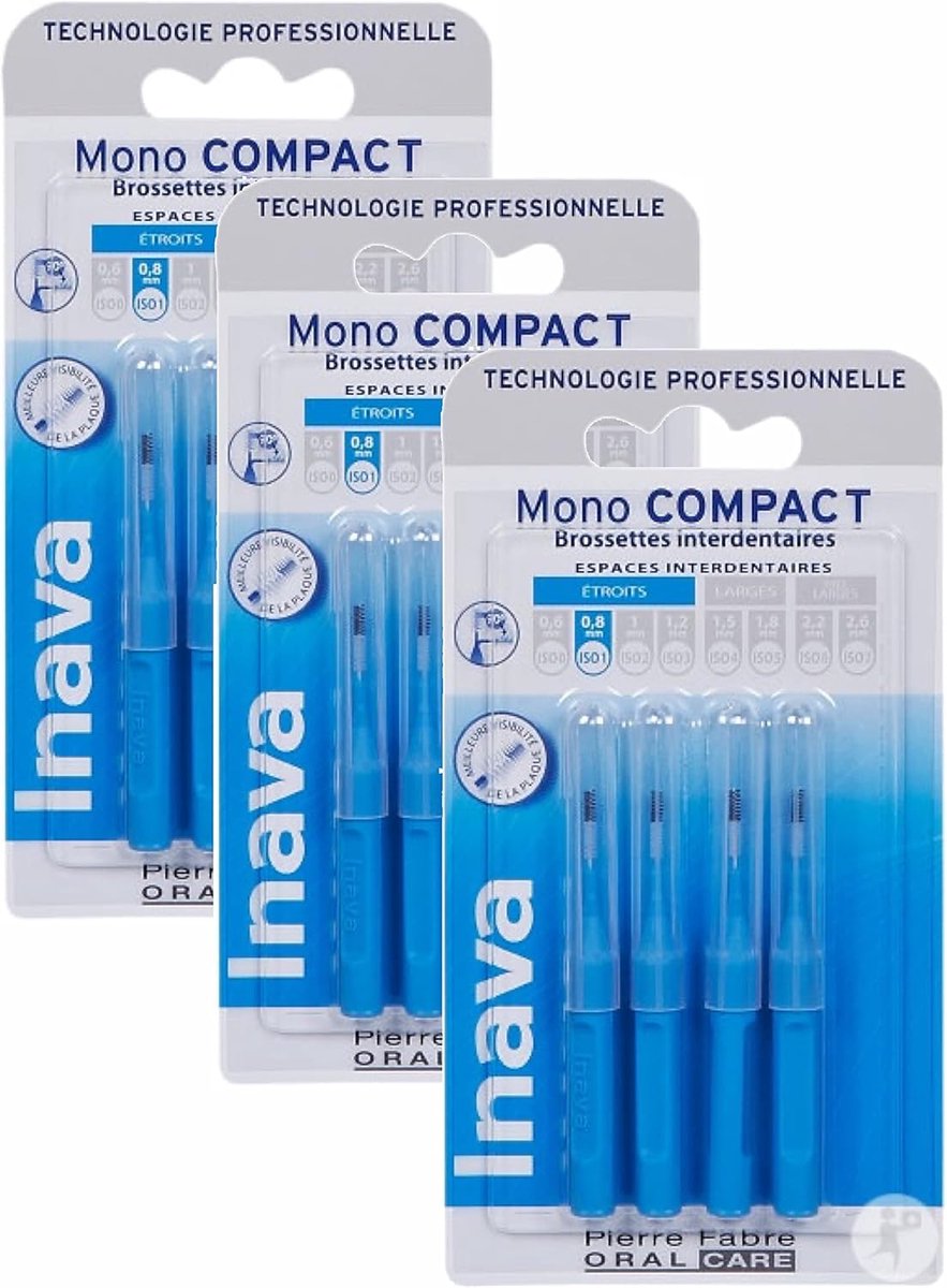 Inava Mono Compact brushes 0,8 mm, ISO4 – Bte/4 – 3 pieces - ShopVlot