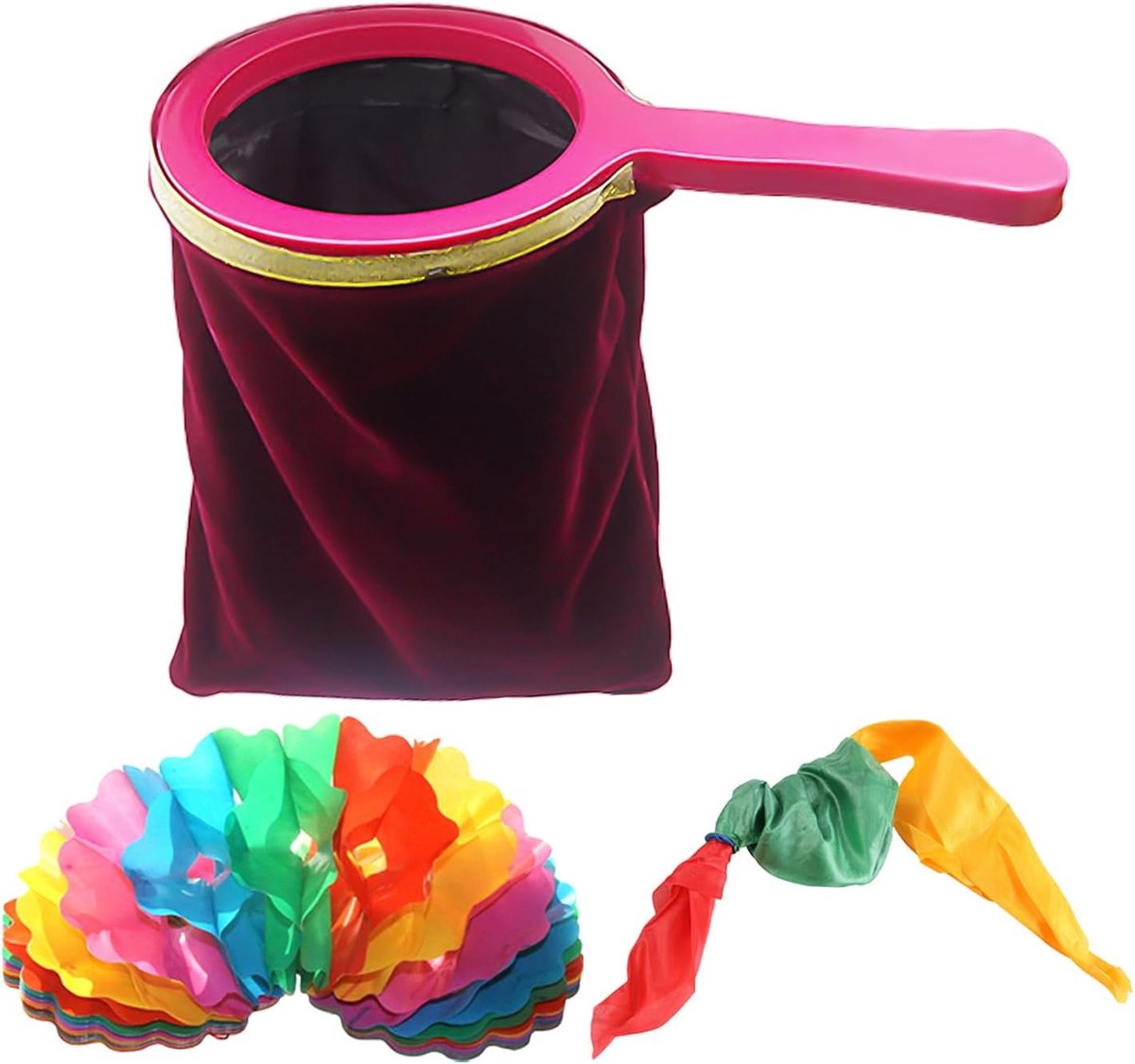 1 piece trick toy, 1 x prop garland, 1 piece props silk scarf, empty stage bag, performance bag, rotatable handle out - ShopVlot