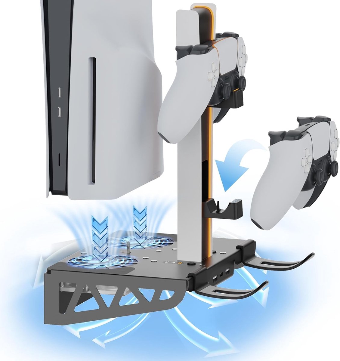 Wall Mount PS5/PS5 Slim, Holder PS5/PS5 Slim with Fan with 3 Cooling Rates and Controller Charger for PS5, Charging - ShopVlot