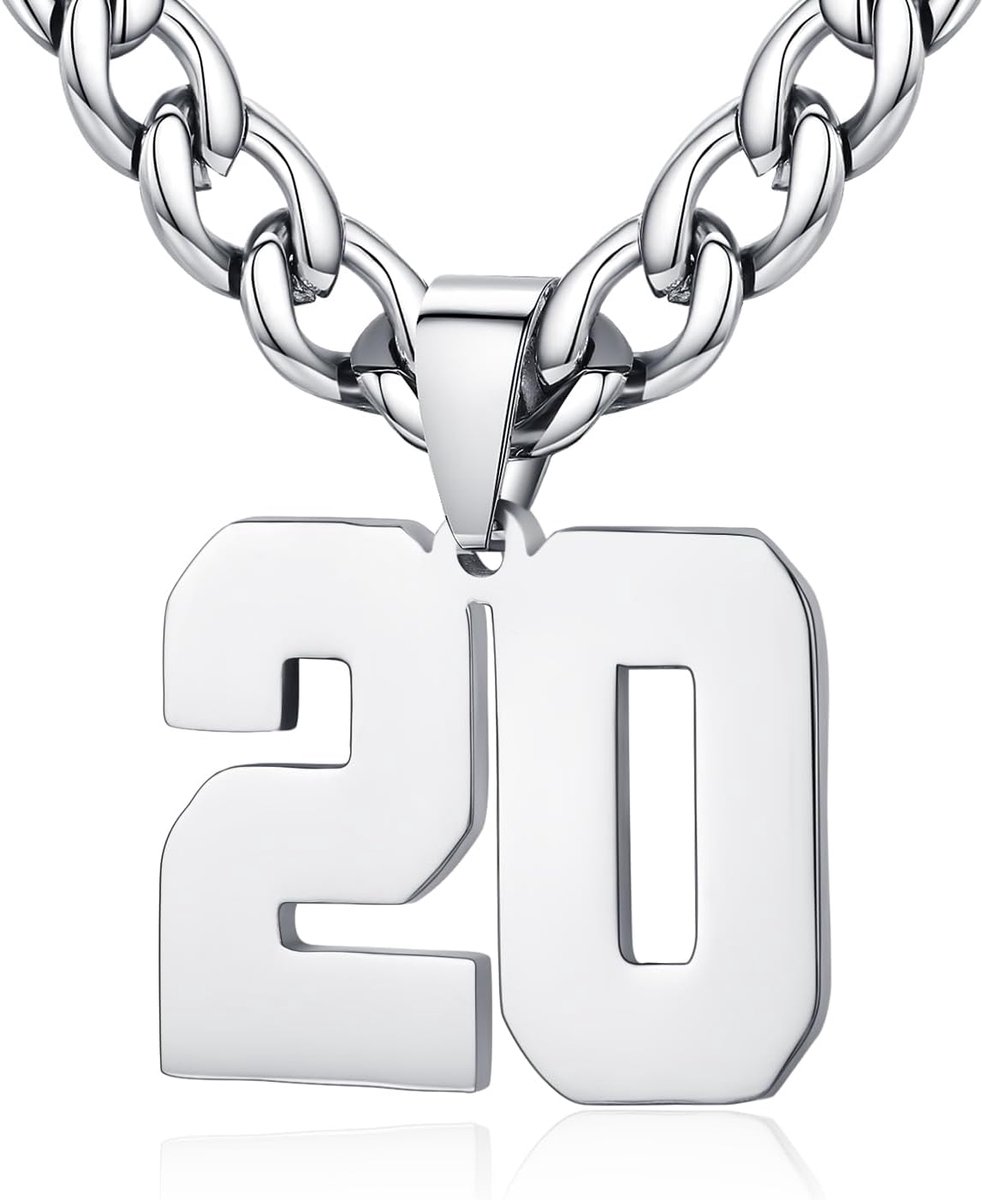 Men's Necklace Men Women Stainless Steel 0-99 Number Pendant Lucky Number Jersey Number Sportsman Necklace - ShopVlot