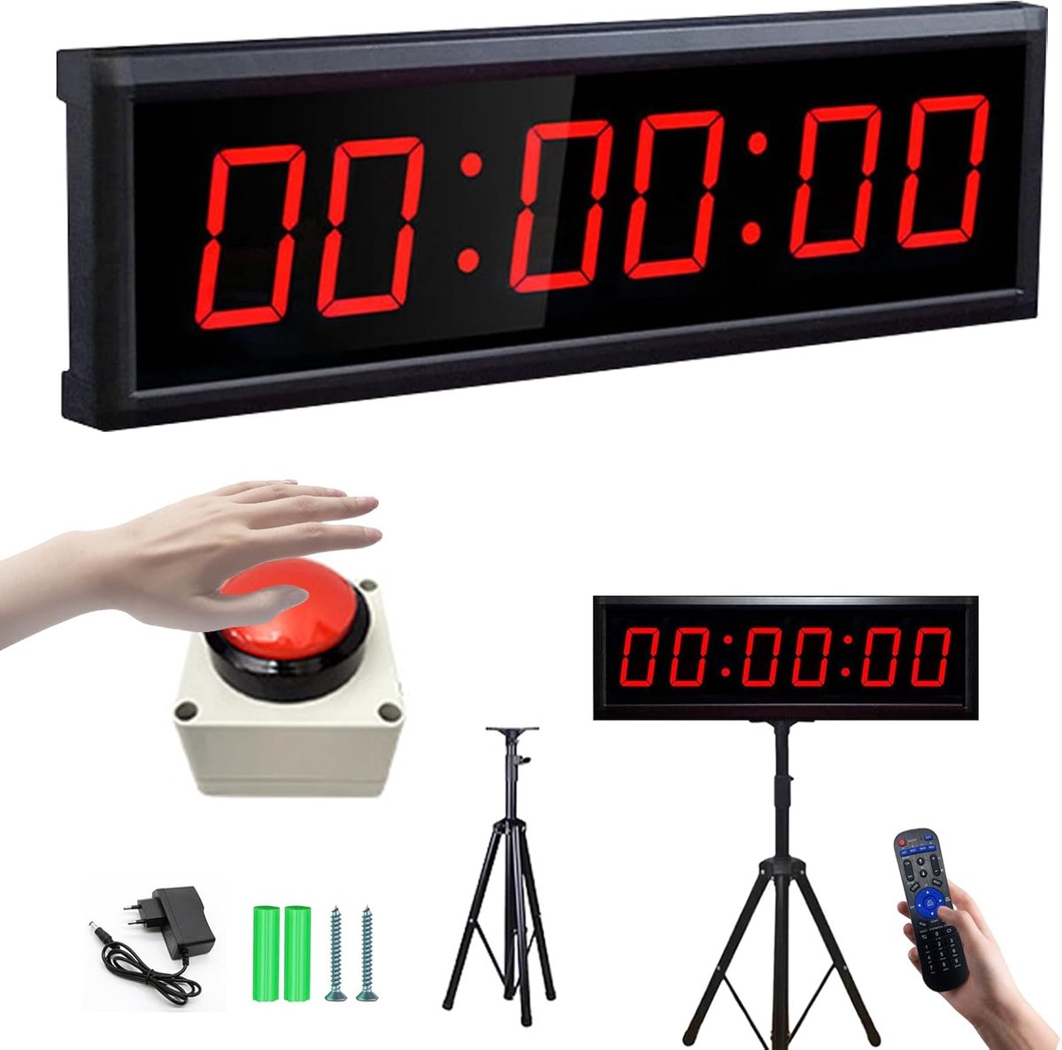 Countdown Timer, 5.8 cm, Stopwatch for Matches, Games, Gym, 12/24 Hours with Tripod and Sports Remote Control - ShopVlot