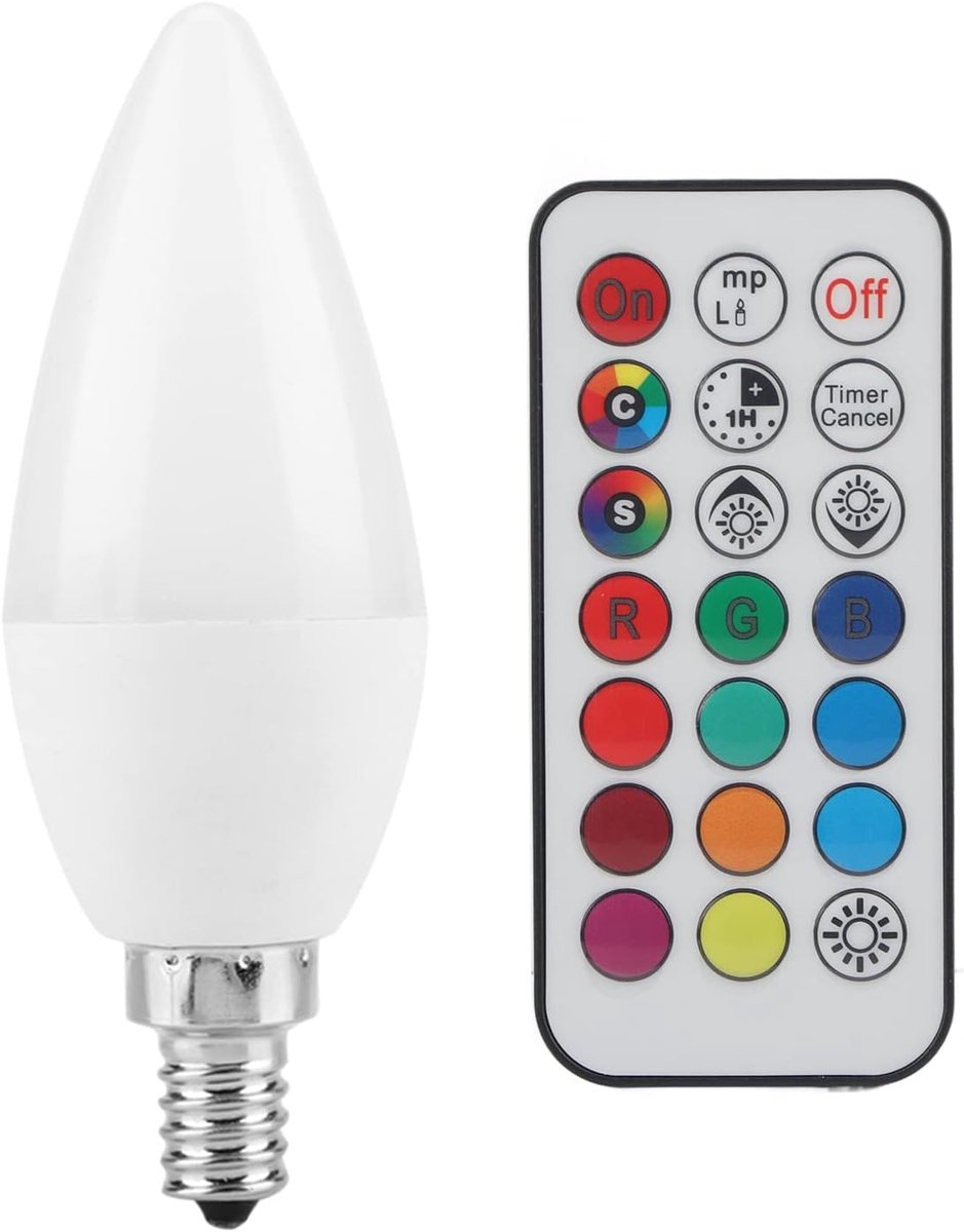 Candle Lamp 3W Multi Color Changing LED Candle Lamp AC85-265V with Remote Control (Warm White-E12) - ShopVlot